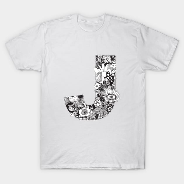 Floral Letter J T-Shirt by HayleyLaurenDesign